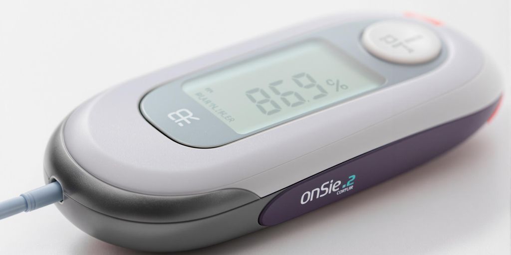 Painless blood sugar monitoring device on a clean surface.